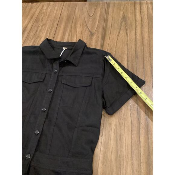 YFB Young Fabulous & Broke Short Sleeve Button Down Chest Pocket Black Jumpsuit - Picture 7 of 16
